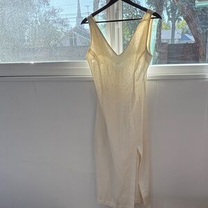 Cream V-Neck Sleeveless Slip Dress